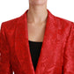 Red Floral Angel Pattern Blazer