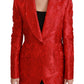 Red Floral Angel Pattern Blazer