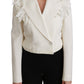 Elegant White Double Breasted Blazer Jacket