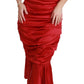 Exquisite Red Silk Fit and Flare Midi Dress