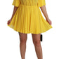 Silk Pleated A-line Mini Dress in Sunshine Yellow