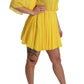 Silk Pleated A-line Mini Dress in Sunshine Yellow