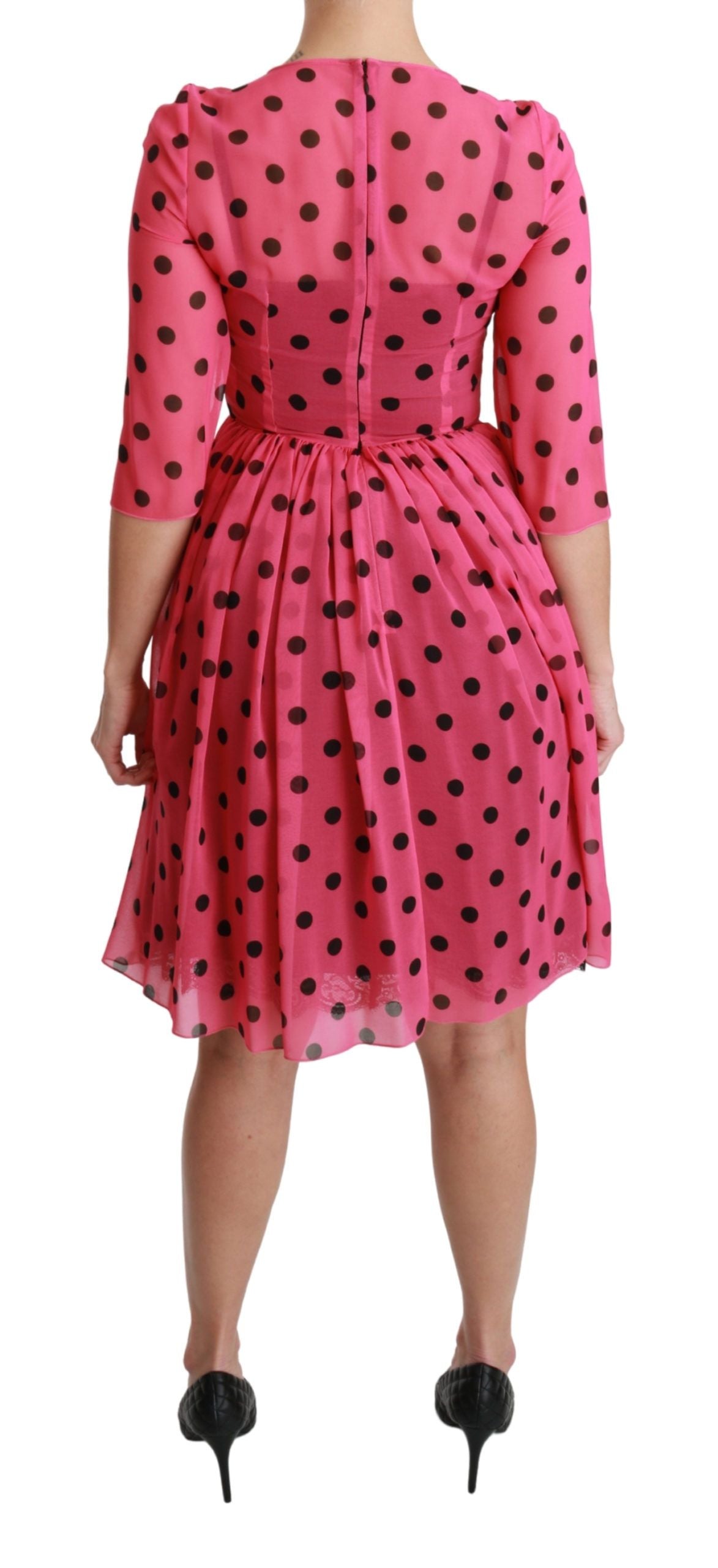 Elegant Polka Dot A-Line Knee Length Dress