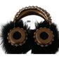 Gold Black Crystal Embellished Headphones