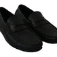 Exquisite Black Lizard Leather Loafers