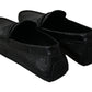 Exquisite Black Lizard Leather Loafers