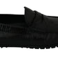 Exquisite Black Lizard Leather Loafers