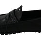 Exquisite Black Lizard Leather Loafers