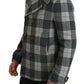 Elegant Gray Check Double Breasted Coat