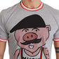 Chic Gray Cotton T-Shirt with Year of the Pig Motive