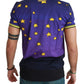 Purple Cotton Round Neck T-Shirt with Pig Motif