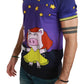 Purple Cotton Round Neck T-Shirt with Pig Motif