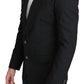 Elegant Black Virgin Wool Formal Blazer