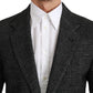 Elegant Gray Plaid Slim Fit Blazer