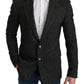 Elegant Gray Plaid Slim Fit Blazer