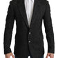 Elegant Gray Plaid Slim Fit Blazer