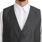 Elegant Gray Wool Blend Dress Vest