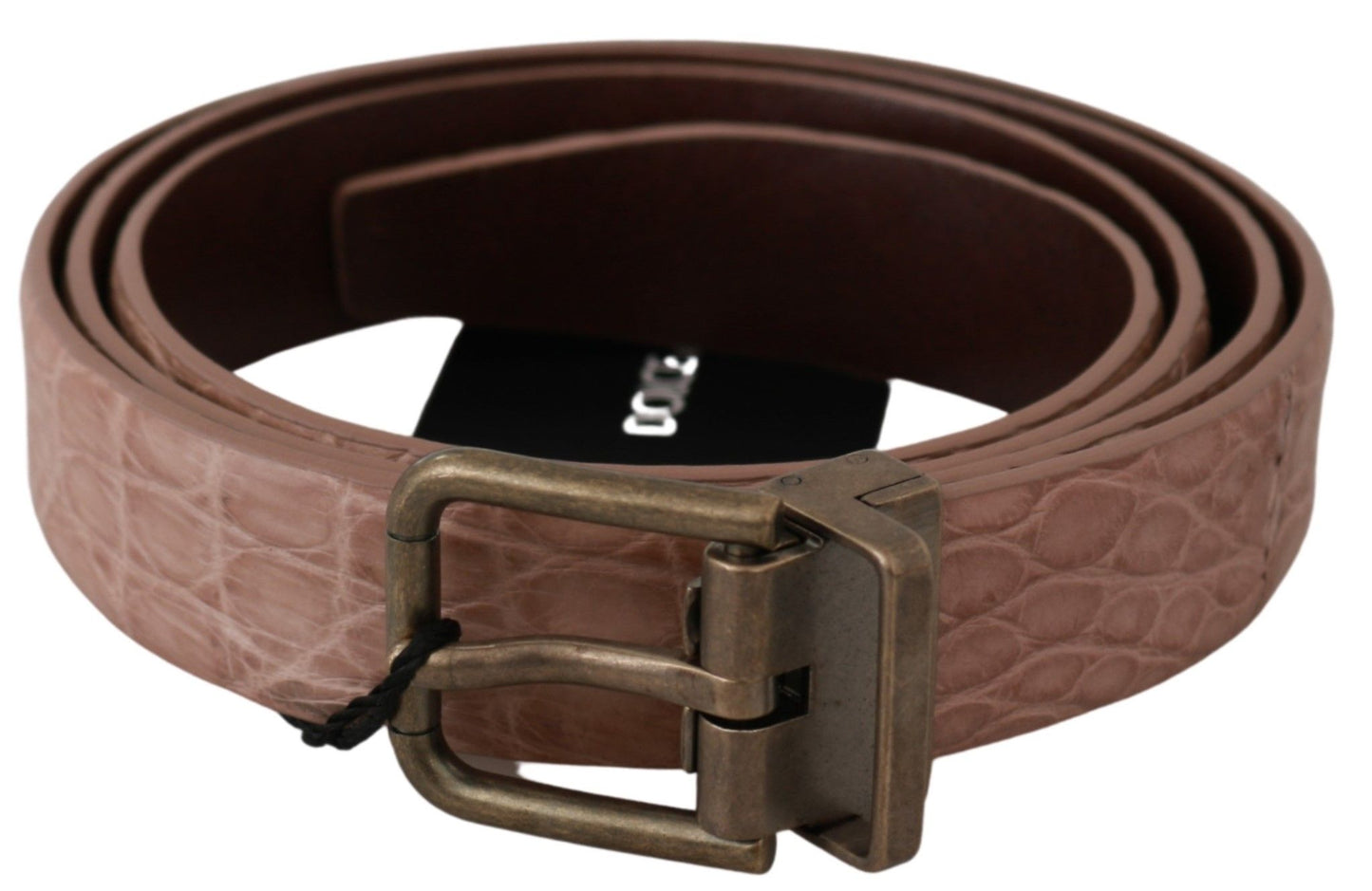 Elegant Exotic Skin Brushed Gold Buckle Belt