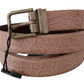 Elegant Exotic Skin Brushed Gold Buckle Belt