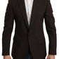 Elegant Brown Virgin Wool Martini Blazer