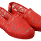 Red Viscose Espadrilles Flat Shoes