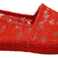 Red Viscose Espadrilles Flat Shoes