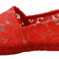 Red Viscose Espadrilles Flat Shoes