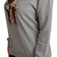 Elegant Multicolor Embroidered Crew-neck Sweater