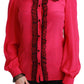 Silk Blend Lace Detail Blouse in Pink