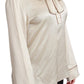 Elegant Beige Silk Satin Blouse with QUEEN Embroidery