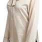 Elegant Beige Silk Satin Blouse with QUEEN Embroidery