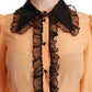 Silk Blend Yellow Blouse with Sequined Collar