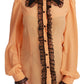 Silk Blend Yellow Blouse with Sequined Collar