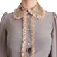 Elegant Silk Blend Sequin Collar Shirt