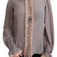 Elegant Silk Blend Sequin Collar Shirt