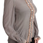 Elegant Silk Blend Sequin Collar Shirt