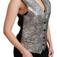 Elegant Silver Sleeveless Brocade Vest