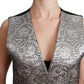 Elegant Silver Sleeveless Brocade Vest