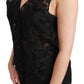 Elegant Floral Black Silk Blend Vest