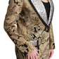 Elegant Gold Floral Jacquard Blazer