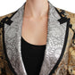 Elegant Gold Floral Jacquard Blazer