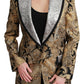 Elegant Gold Floral Jacquard Blazer