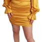 Radiant Yellow Silk Bodycon Mini Dress