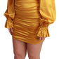 Radiant Yellow Silk Bodycon Mini Dress