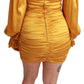 Radiant Yellow Silk Bodycon Mini Dress