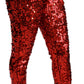 Elegant High-Waist Cropped Red Trousers