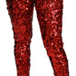 Elegant High-Waist Cropped Red Trousers