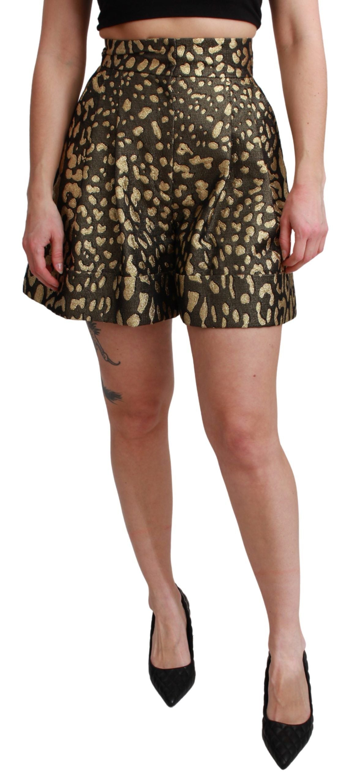 High Waist Black & Gold Luxe Shorts