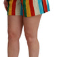 Multicolor Striped High-Waist Shorts