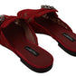 Radiant Red Slide Flats with Crystal Embellishments